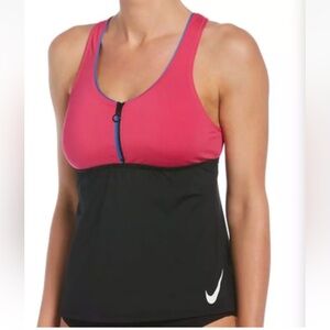 NWOT Nike Racerback Tankini Top Pink/Black